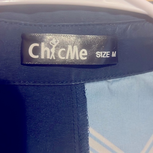 M ChicMe Women Printed Lapel Button Down Shirt Short Sleeve Summer - Picture 4 of 10